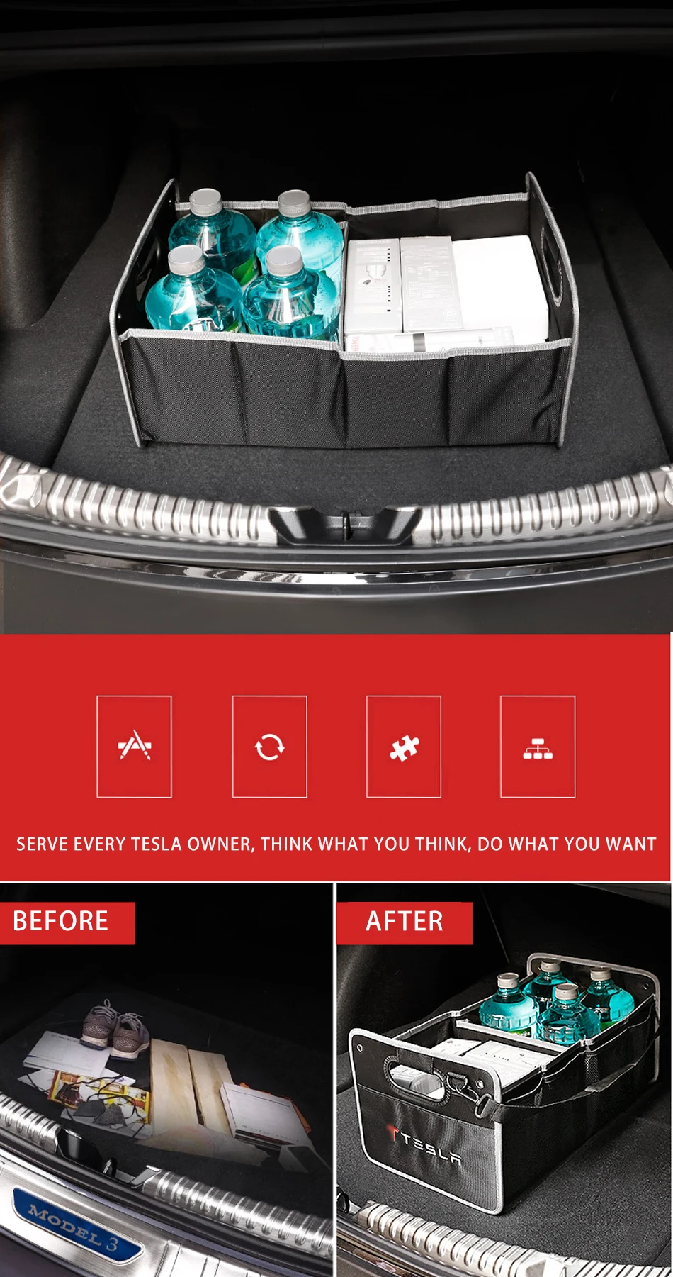 Foal сжигание багажника складной ящик для хранения Контейнер с отделениями для хранения для Tesla модель 3 S X автомобильные аксессуары
