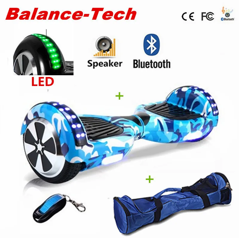 6.5 Inch Hoverboard Manillar Electric Scooters Self Balancing Scooter Gyroscope Two Wheels Overboard LED Light+Bluetooth