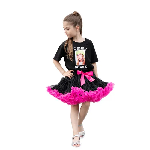 Fashion Fluffy Chiffon Teenage Girl Adualt Women Pettiskirts tutu Baby Girls Skirts Princess skirt dance wear Party clothes - Цвет: Black and hot pink