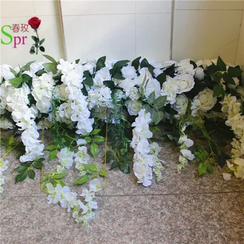 

SPR 2m/pcs wedding arch flower table runner centerpiece stage backdrop decorative artificial flower wholesale