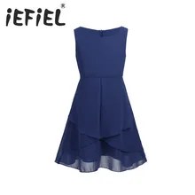 IEFiEL/шифоновое платье с цветочным узором без рукавов для девочек; платье принцессы для торжеств, свадьбы, подружки невесты, дня рождения, вечеринки; фатиновое платье-пачка до колена