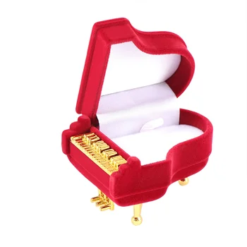 

1pc Elegant Cute Wine Red Velvet Piano Ring Box Earring Pendant Jewelry Treasure Wedding Engagement Gift Case Jewelry Packaging