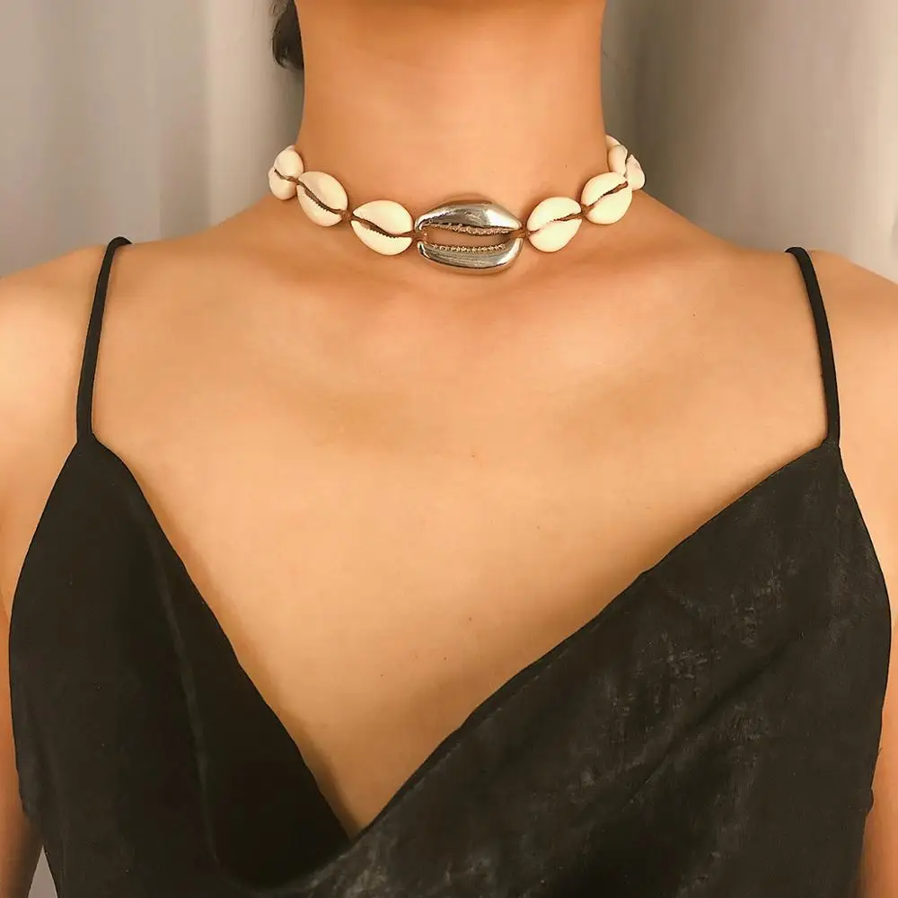 

2019 Natural Seashell Choker Necklace Collar Necklace Shell Heart Shell Necklace For Summer Beach Gift