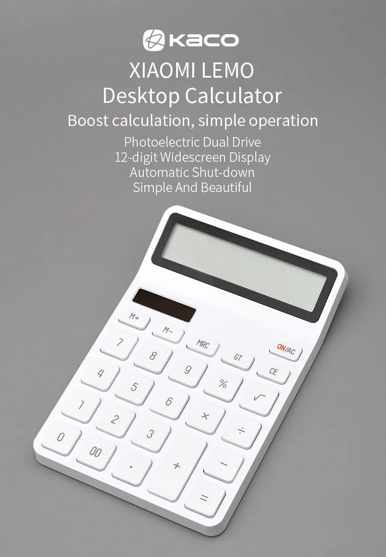 Xiaomi LEMO 12 digital Desktop Calculator Solar dual power supply Widescreen display for school office calculator Calculating Tool (11)