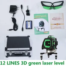 Высокая точность зеленый лазерный уровень 3D 12 линия Slash Зеленый Открытый лазерный уровень перекрестная линия лазерный инфракрасный литой линии