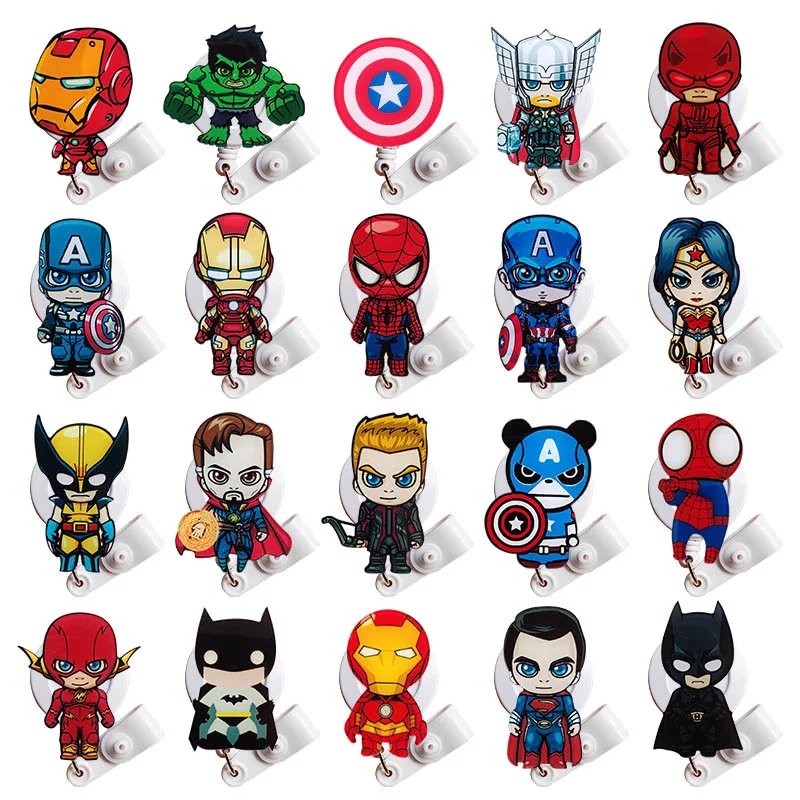 Acrylic Hero Nurse Cartoon Id Card Holder Retractable Id Badge Holder Badge Reel 2019 New Badge Clip Retractable for Work