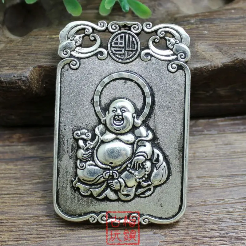 

Elaborate Chinese Collection Tibetan Silver Maitreya Auspicious Pendant