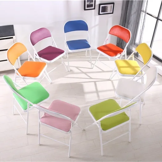 Office folding chair meeting room stool PU leather black blue red PU leather seat free shipping