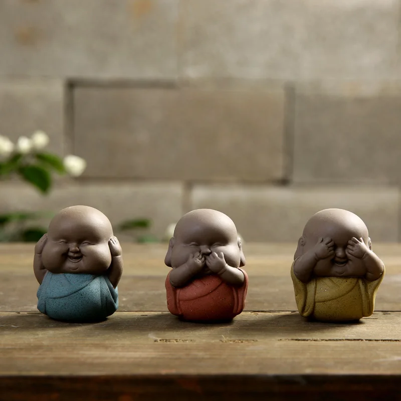 SaiDeKe Small purple sand Lovely monk ornaments Little monk model