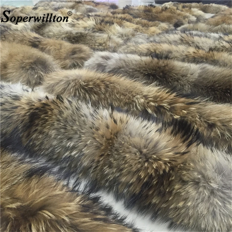 

60cm 65cm 70cm 75cm 80cm 90cm Winter 100% Real Natural Raccoon Fur Collar Womens Scarfs Coat Sweater Scarves Oversized Neck Cap