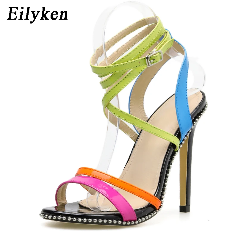 

Eilyken 2019 Summer New Leopard grain High Heels Sandals Women Buckle Strap Open Toe Gladiator Sandals Female Party Shoes