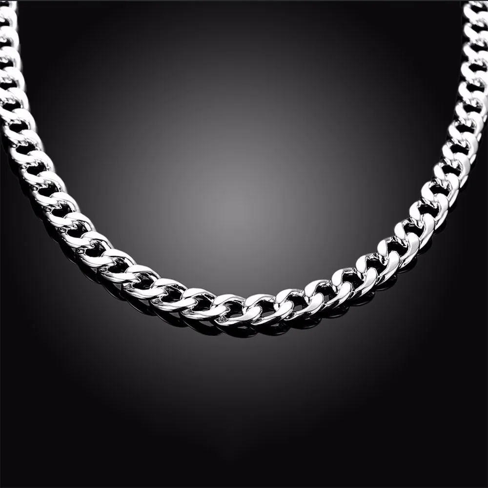 11-925 Sterling Silver Men Jewelry 24 inches Choker Statement Necklaces Women Vintage Collier Colar Bijoux Collares kolye QA0711