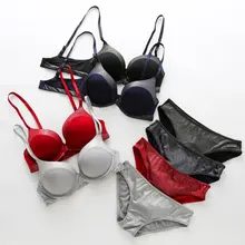 Женское сексуальное нижнее белье бюстгальтер набор Гладкие Бесшовные пуш-ап мягкие бюстгальтеры свободный размер бесшовные трусы комплект нижнего белья