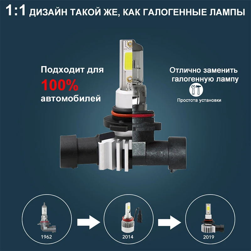 RACBOX 72 Вт светодиодные автобильные фары H1 H3 H4 H7 H8 H9 H11 H27 880 881 9005 9006 HB3/4 COB 3000K 6000K 10000K 12V 24V мини светодиодные лампы авто стиль