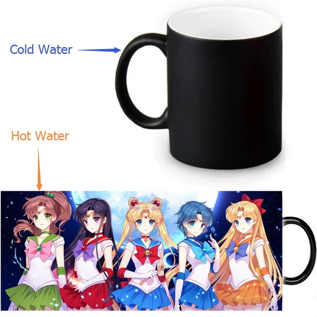Sailor Moon mugs coffee mug cold hot heat reveal cup cold hot heat changing color magic mug ...