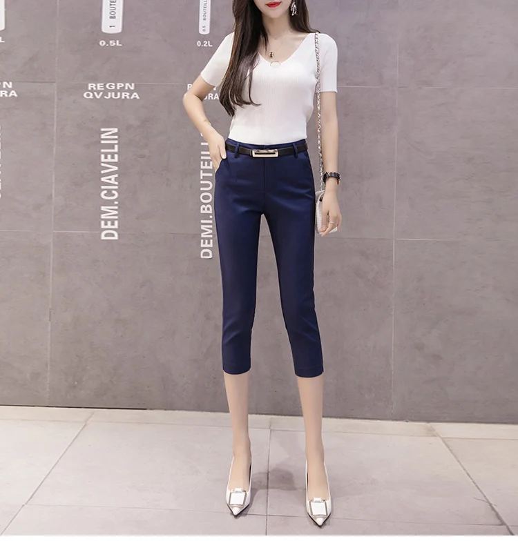 grey sweatpants Pants Women Summer Skinny Breeches Cropped Trousers High Waist Office Lady Slim Capris Pantalon Femme Woman Bodycon Pencil Pant champion sweatpants