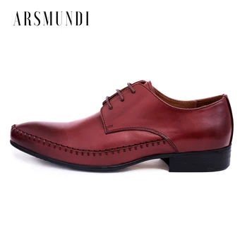 

Men's Casual Shoes Genuine Leather Round Toe Retro Style Genuine Leather Dress Wedding Business Shoes 2019 New Lace-up