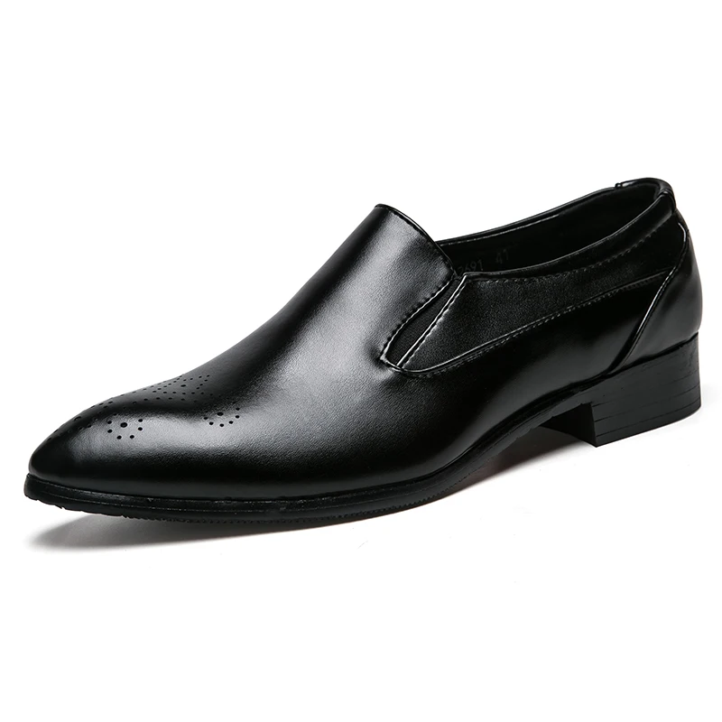 retro slip on leather shoes men luxury brand eurpean dress male footwear wedding elegant classic pointed oxford shoes for men