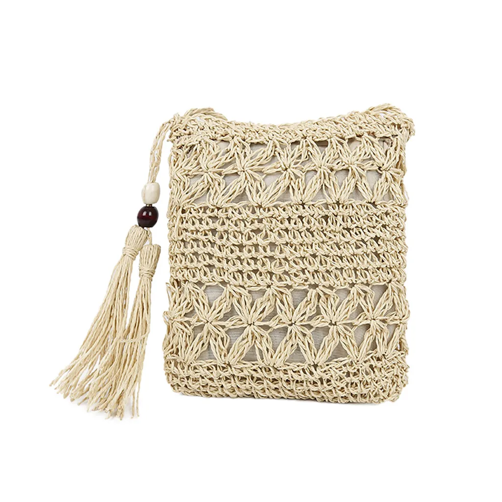 

Maison Fabre Vintage Handmade Shoulder Bags Fringed Straw Bags Casual Wild Vacation Simple Weave Holiday Beach Crossbody BagsS