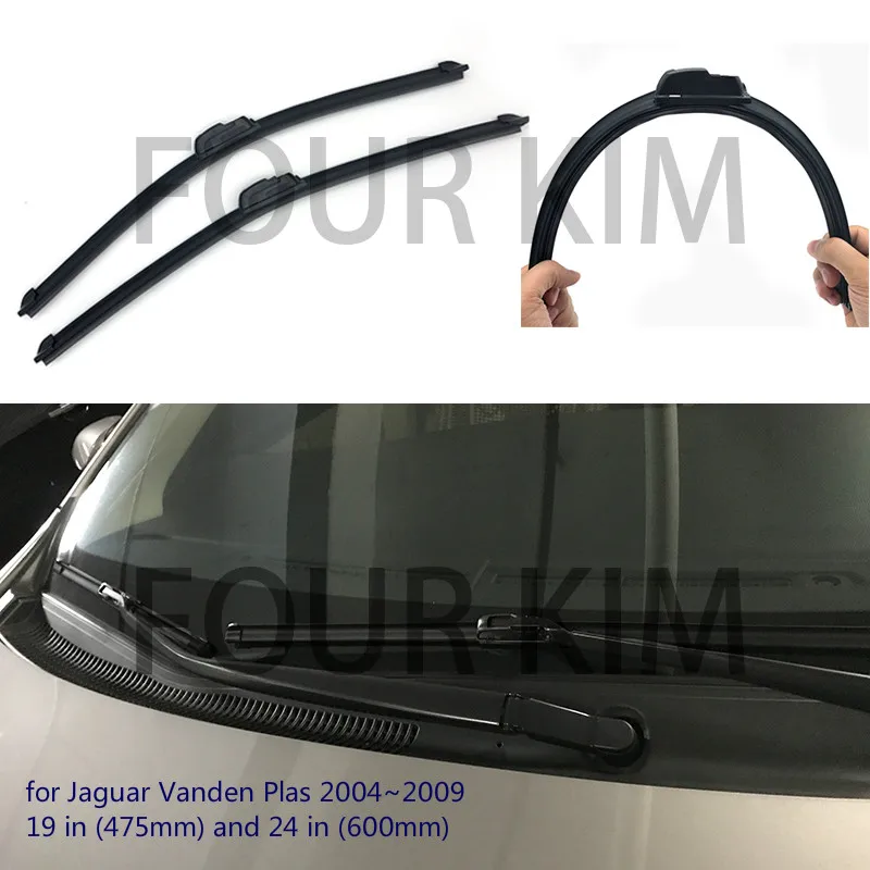 for Jaguar Vanden Plas 20042009 Car Windscreen Wiper Frameless U J Hook Soft Rubber Wiper blade