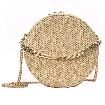 

2019 Summer Mini Retro Handmade Messenger Bags Straw Bag Girl Round Rattan Shoulder Bag Crossbody Bag Handbags for Women Beach