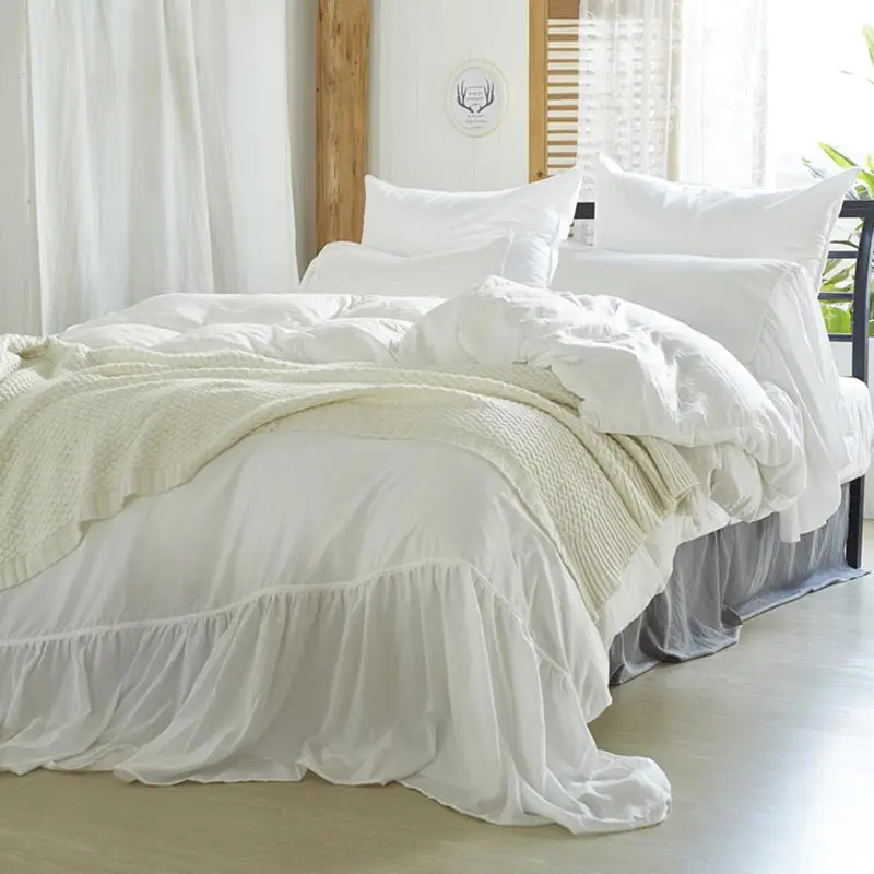 

Bedding Set Three Piece High Quality 100% Polyester Simplicity Solid Color 3 Size Duvet Cover Soft Pillow Case Water Scrubbing