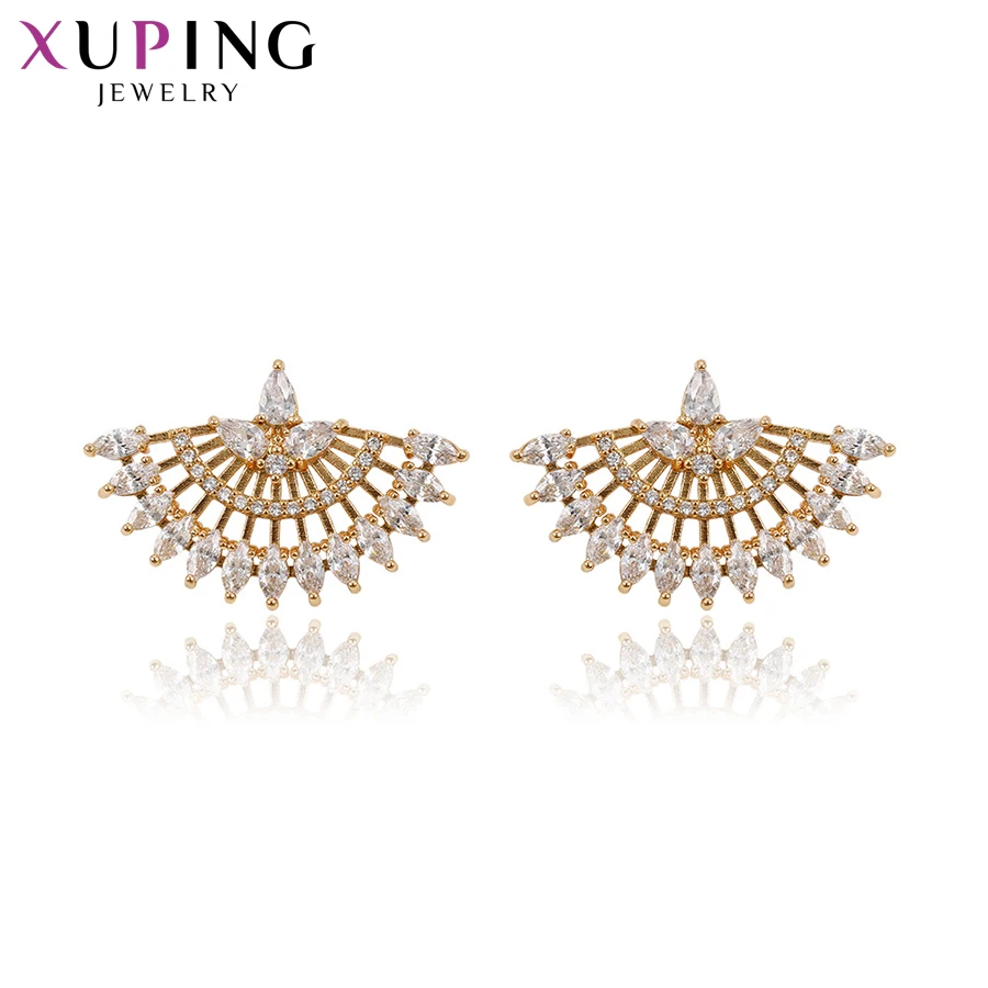 Xuping Роскошные секторные серьги, модные ювелирные изделия, позолоченные Свадебные стильные женские украшения на Рождество, подарок 91884