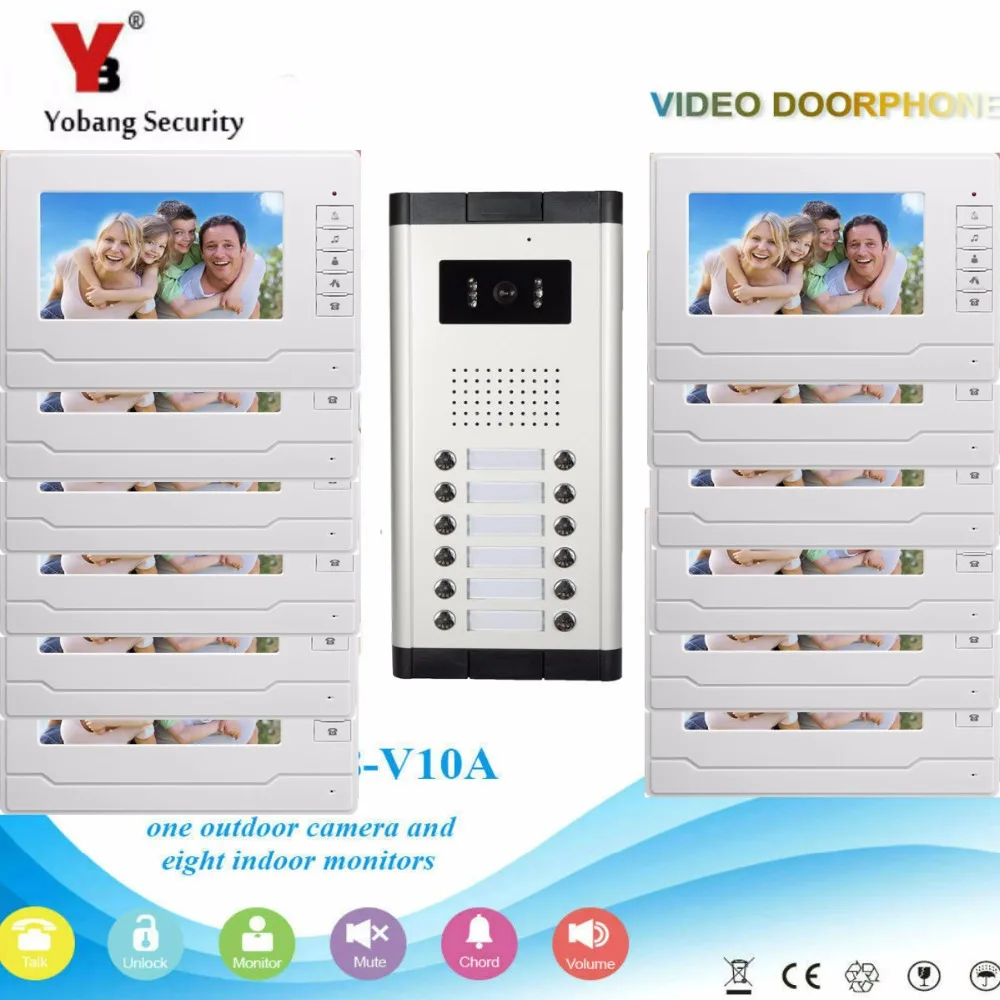 

Yobang Security 12 Units Buttons 7" Screen Video Door Phone Intercom Video Door Entry System IR Outdoor Camera For Private Home