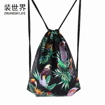 

High Quality Fashion Printed Animal Pattern Girl'S Backpacks Women's Lady Bucket Shoulder Bag Drawstring Bag School Bag 008