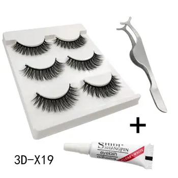 

3 Pairs Of Handmade Dense Eyelash Grafting Set False Eyelashes Tweezer Eyelashes Adhesive Makeup Tools