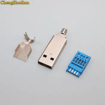 

ChengHaoRan 10PCS DIY USB 3.0 Male Connector USB Jack Soldering Type Line Tail Socket 3 in 1 High Speed Charging Socket