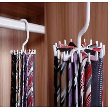 

Adjustable Scarf Hanger White Rotating Tie Holder Neck Ties Rack