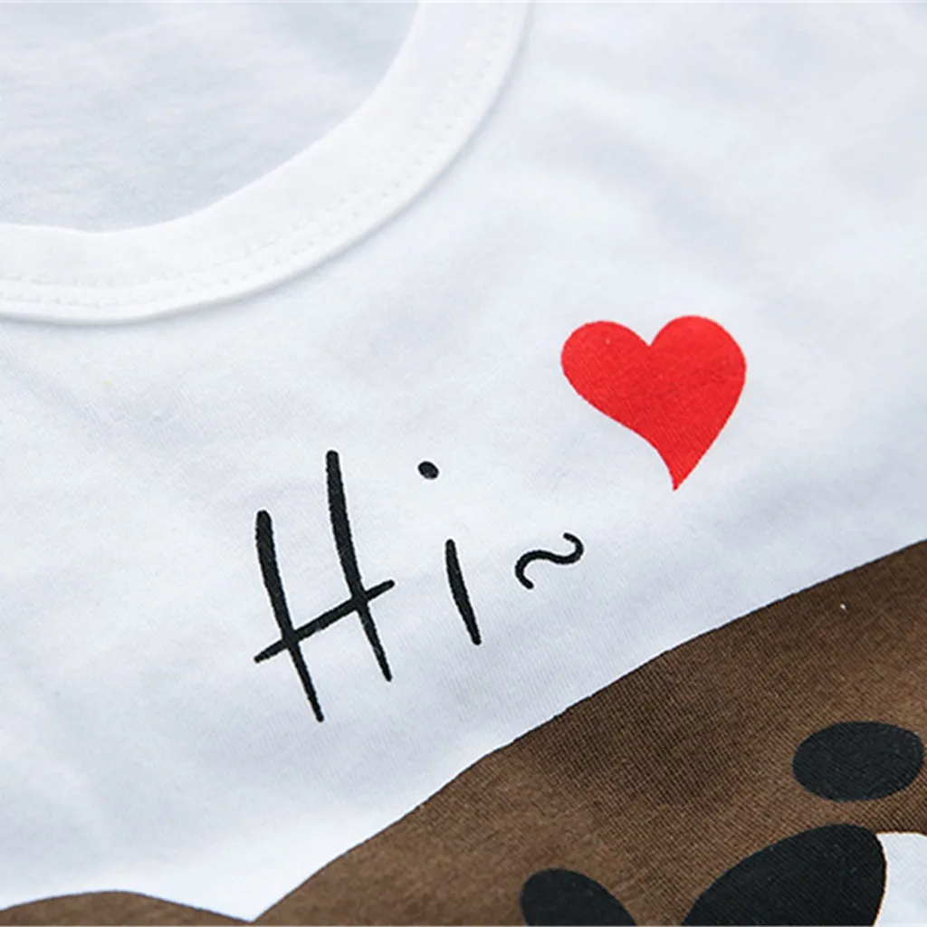 Детская летняя одежда из 2 предметов для мальчиков футболка с рисунком медведя и арбуза для маленьких мальчиков и девочек топы и шорты, комплект одежды с брюками