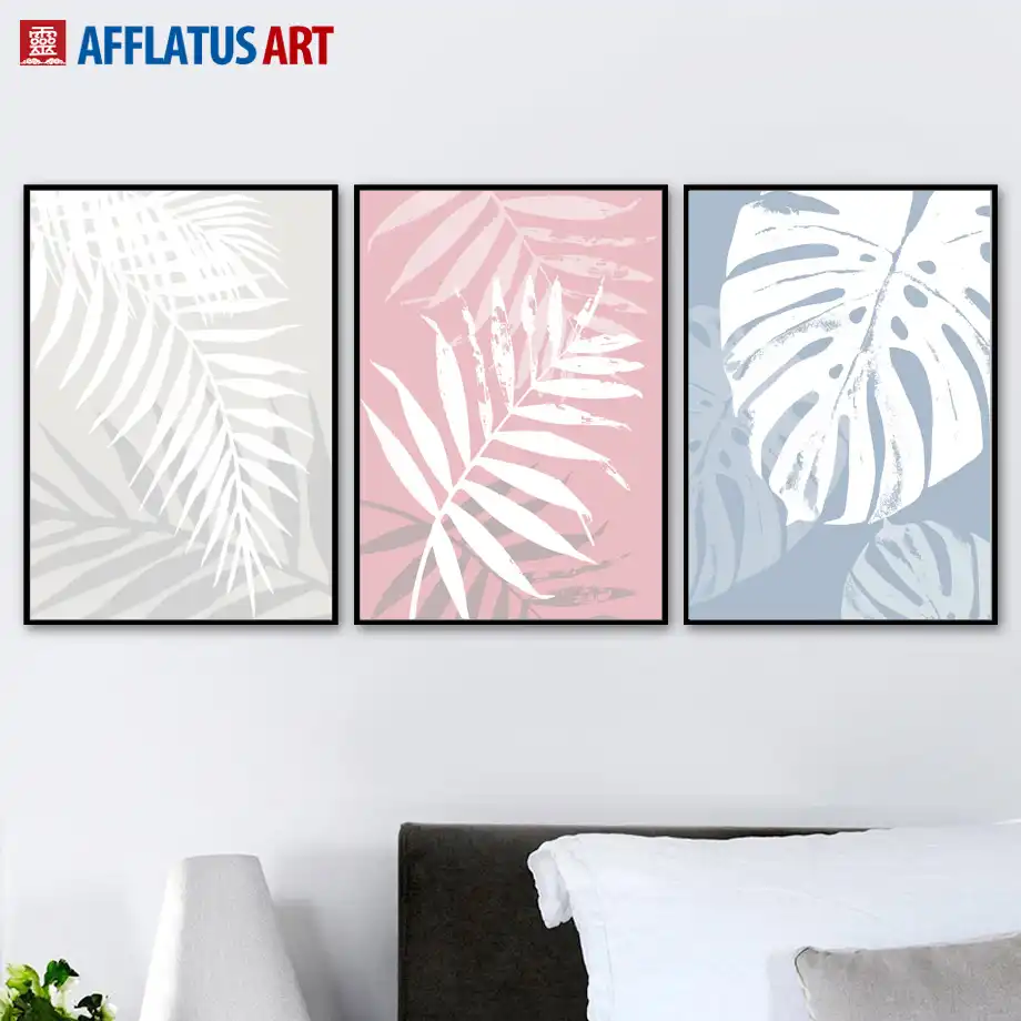 Monstera Daun Siluet Pemandangan Dinding Seni Lukisan Kanvas Nordic Poster Dan Cetakan Dinding Gambar Untuk Living Room Dekorasi Aliexpress