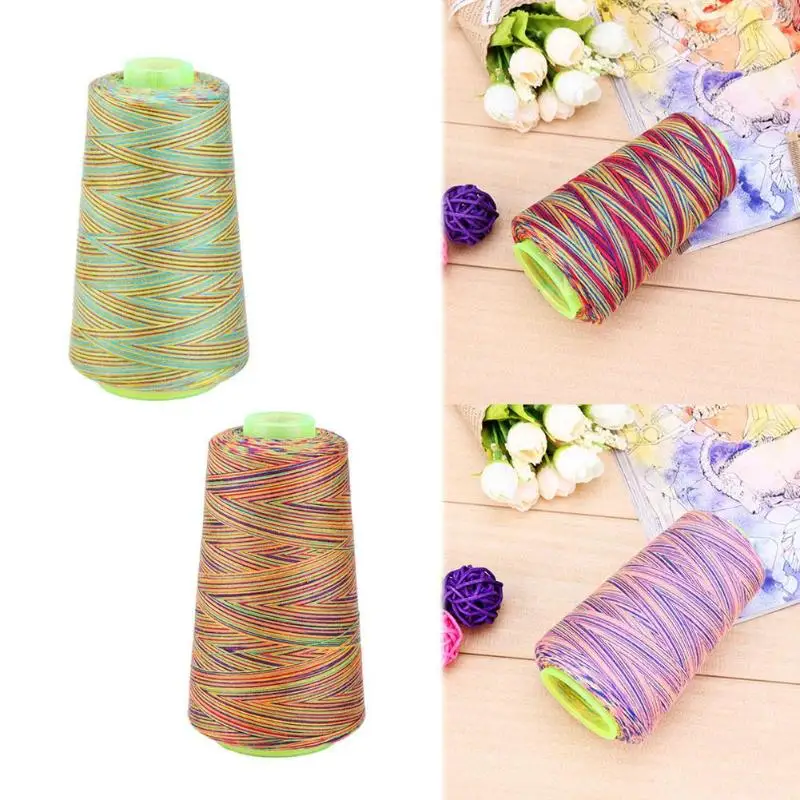 Радужные швейные нитки, текстильная пряжа, нить для рукоделия, вышивка нить для шитья, аксессуары для шитья