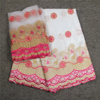 

2018 New arrival white African Bazin Riche Getzner fabric with Embroidery lace for dress blue Black Red HJ452-2