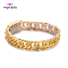 Браслет в форме велосипедной цепи, модные новые звенья цепи из золота и розового золота, браслет Будды, Женский тяжелый 9 мм широкий мужской браслет