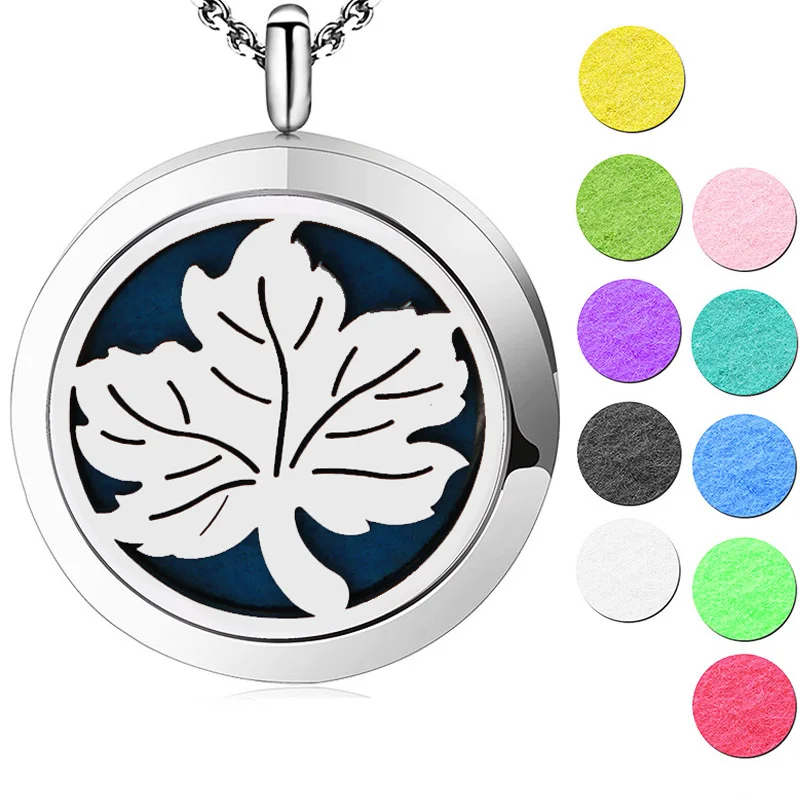 New Arrive Maple Leaf 30mm Aromatherapy Essential Oils Stainless Steel