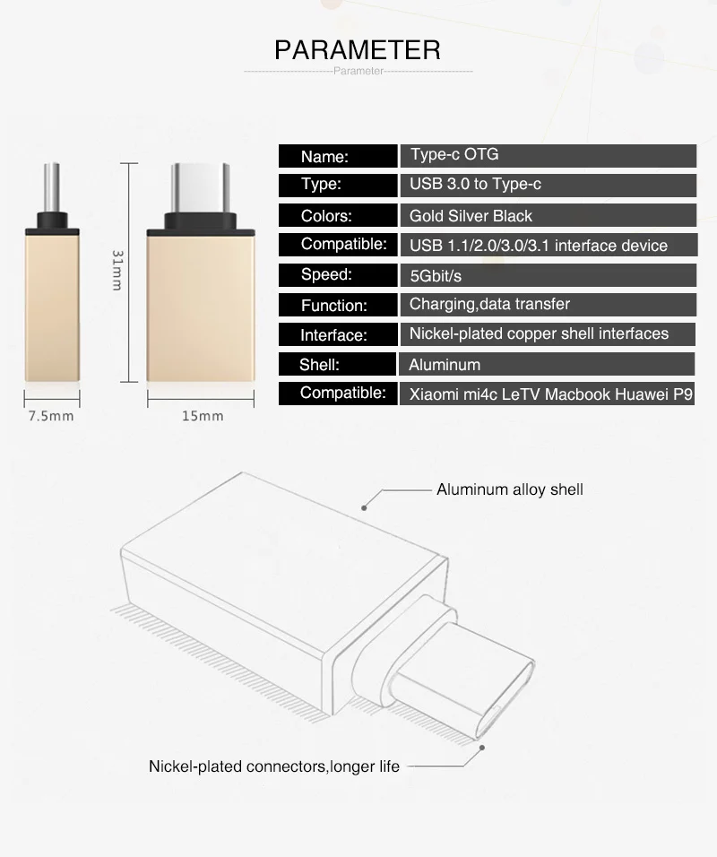Адаптер Elough OTG type C для Xiaomi Mi5 huawei Honor 8 USB C type-C OTG конвертер для samsung Galaxy S10 S9 S8 Note 9 8 USB-C