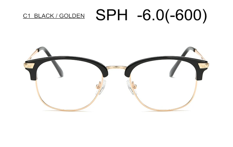 Очки для близорукости SPH-1-1,5-2-2,5-3-3,5-4-4,5-5-5,5-6 Высококлассные очки для мужчин и женщин с диоптриями UF22 - Цвет оправы: C1 (-6.0)