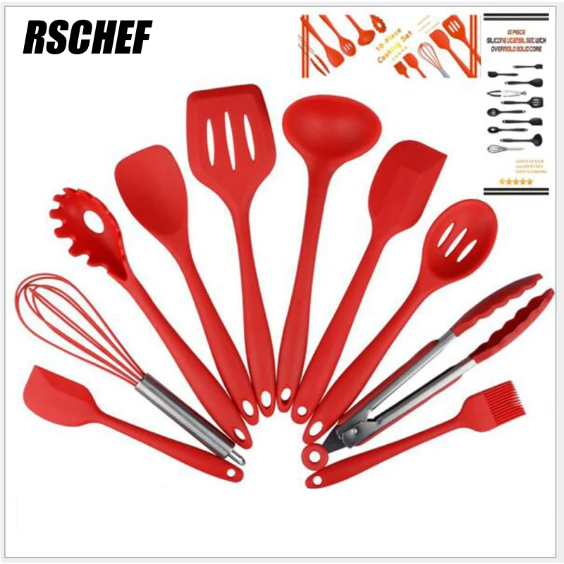 Кухонная утварь десять наборов силиконовых кухонных принадлежностей|kitchen utensil