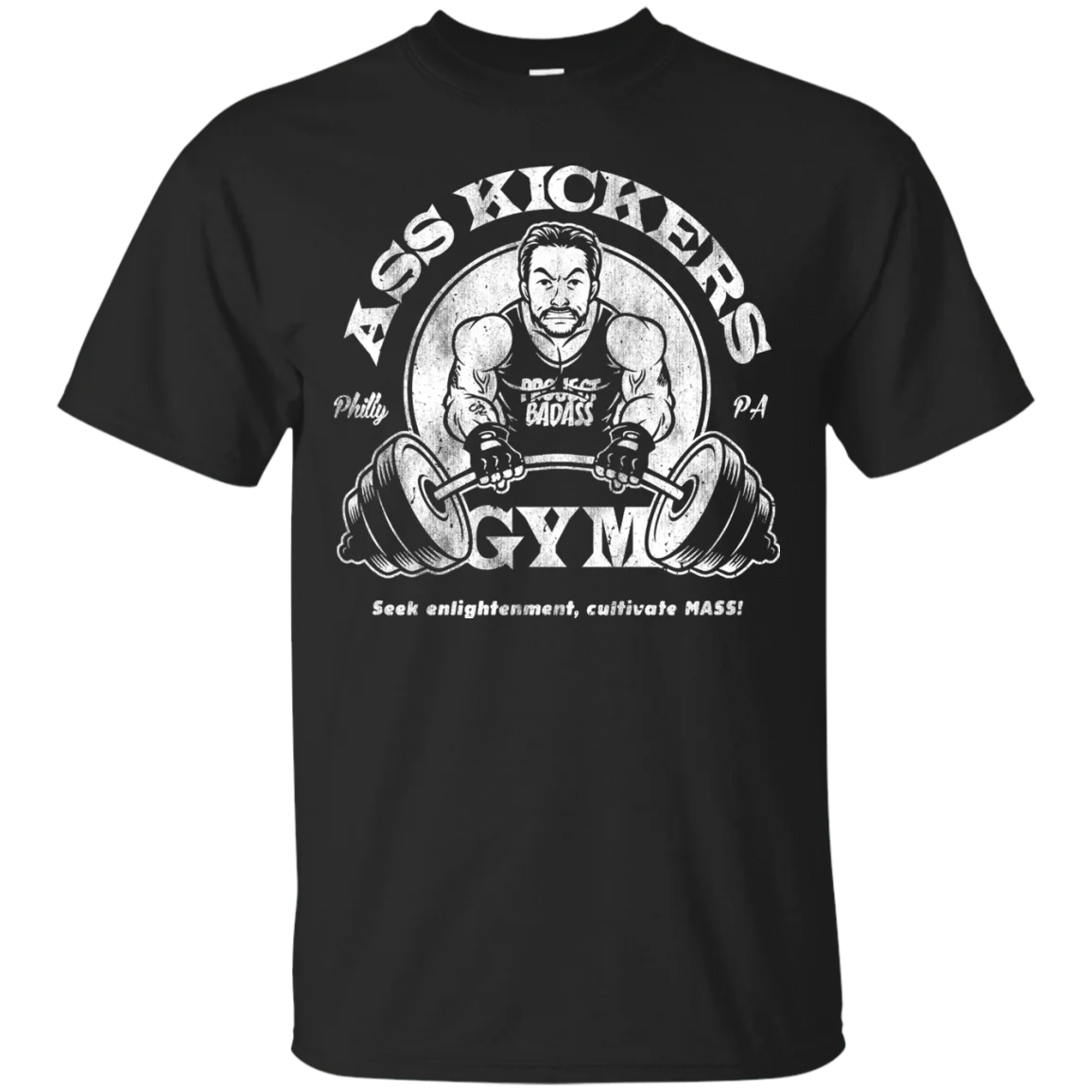 Мужская футболка с принтом хлопковая Футболка Ass Kickers Gym o-образным вырезом