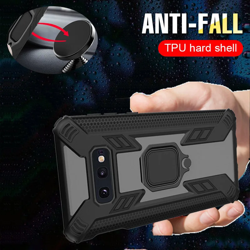 

Shockproof Armor Case For Samsung Galaxy S10 S10 Plus Fashion Magnetic Ring Car Holder Phone Shell For M10 M20 M30 A30 A50 A7 A9
