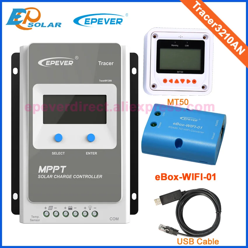 30A 12V/24V MPPT Solar Panel Battery Regulator Charge Controller with MT50 USB and wifi function Tracer 3210AN