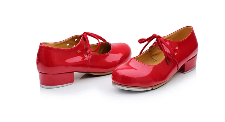 Красные туфли из искусственной кожи на низком каблуке, с острым носком, для девочек, для танцев, LHPR - Цвет: RED