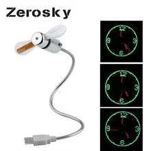 Zerosky Flexiable USB Fans Adjustable USB Gadget Mini LED Light USB Fan Desktop Clock High Quality Summer Cool Fans For Laptop