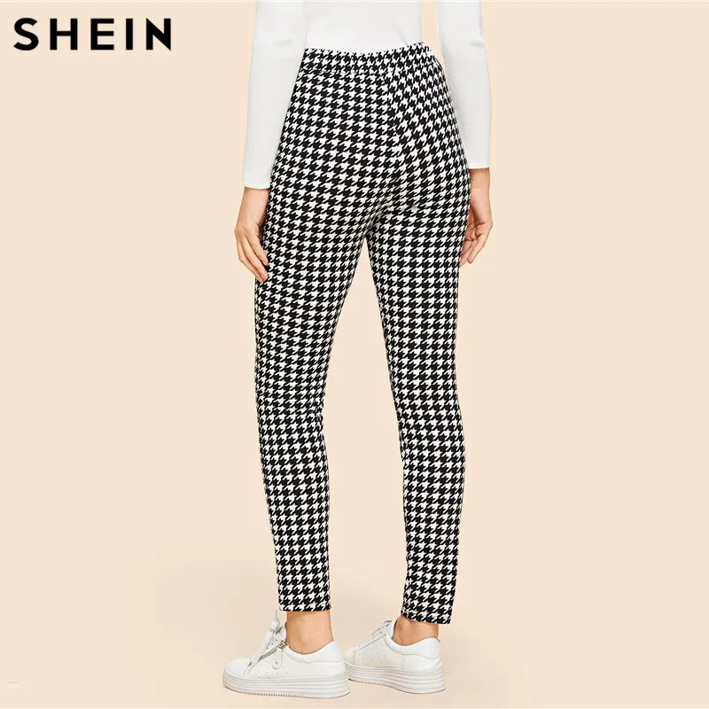 SHEIN Прямолинейные Брюки В Клетку С Эластичной Талией Женские Весенние Элегантные