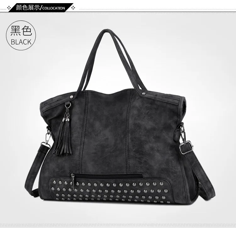 Женская вместительная сумка через плечо с кисточкой, Женская универсальная стильная повседневная сумка для покупок, Женская винтажная сумка