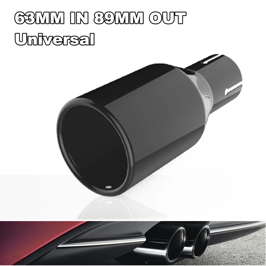 Universal 2.5" Inlet 3.5" Outlet Full Baking paint Black stainless steel Car Exhaust Tip Auto Tail Pipe Muffler Nozzle