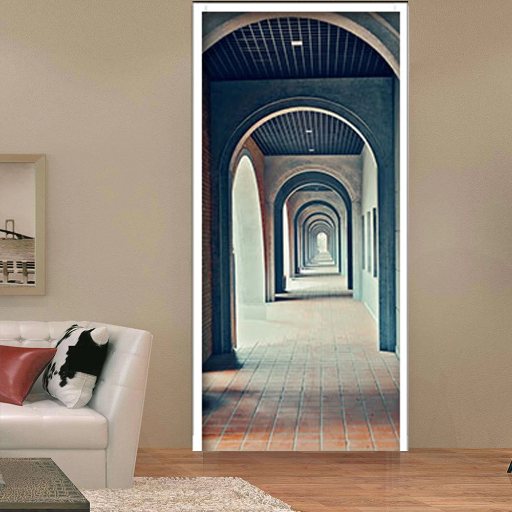 3D Corridor Road Landscape Picture Wall Murals Wall Stickers Door